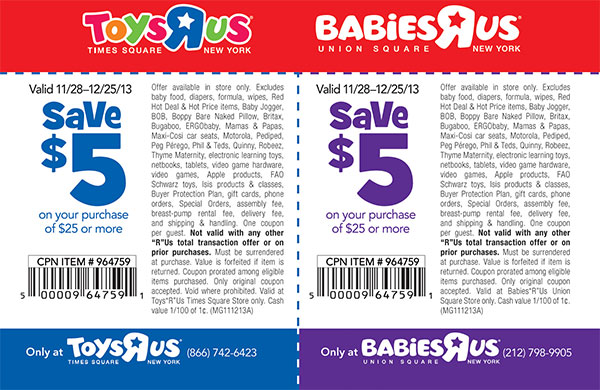 Toys r us coupons times square
