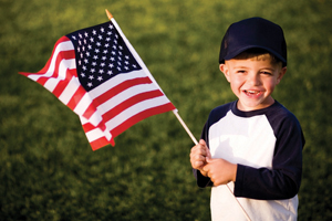 Baby Holding Flag