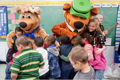 Crystal Bowersox, Yogi Bear, and BooBoo visit a Harlem school Crystal Bowersox, Yogi Bear, and BooBoo visit a Harlem school; Holiday Joy Toy Drive