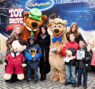 CitySights NY Holiday Joy Toy Drive 2010; Crystal Bowersox, Miss USA, Yogi Bear and BooBoo