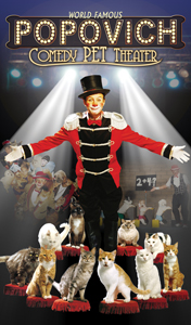 Greg Popovich presents a unique comedy show with his talented cats and dogs at the Kupferberg Center. Popovich Comedy Pet Theater