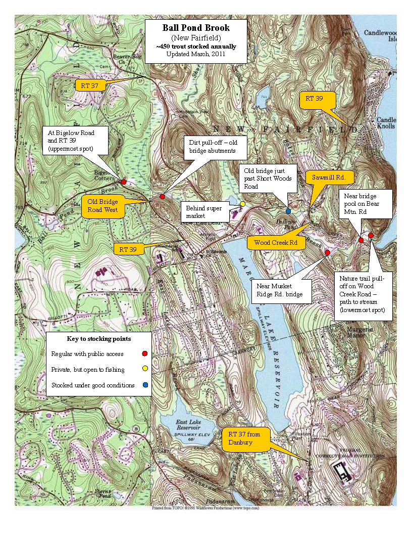 ball-pond-brook-new-fairfield, trout-stocking-map