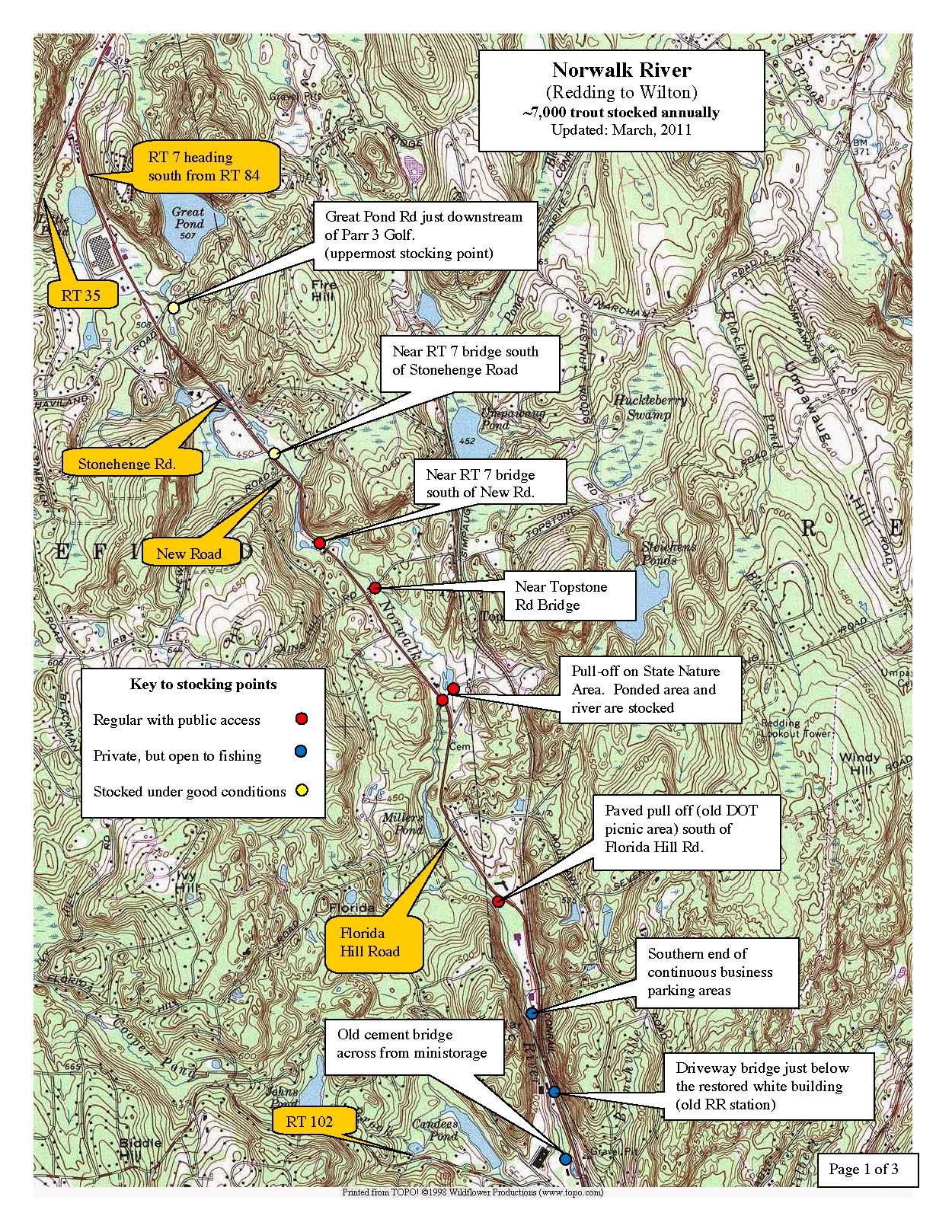 norwalk-river-redding, trout-stocking-map