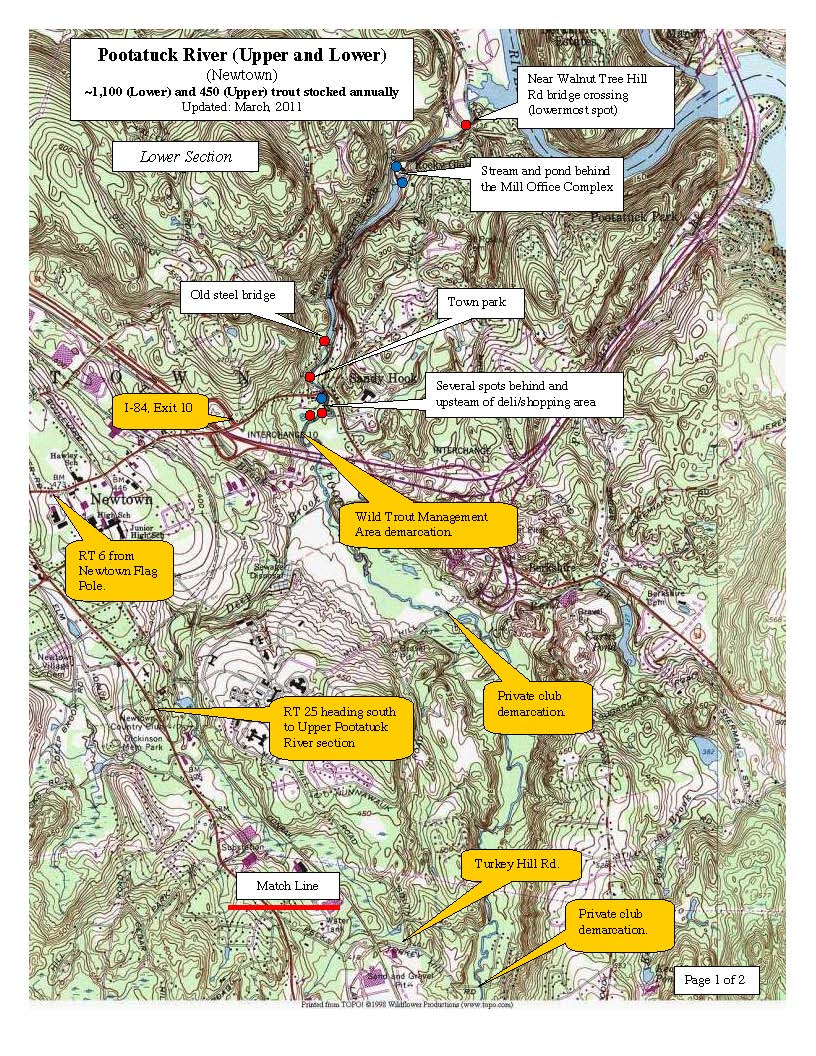 pootatuck-river-newtown, trout-stocking-map