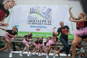 Billy Elliot dancers perform on the Bryant Park Stage. Billy Elliot, Broadway in Bryant Park