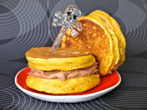 pumpkin pancakes with chocolate filling