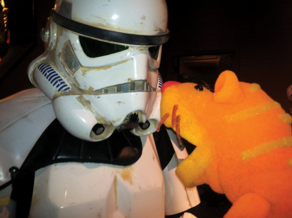 Photo courtesy Timothy Young Stormtrooper with Tuffy Tiger puppet