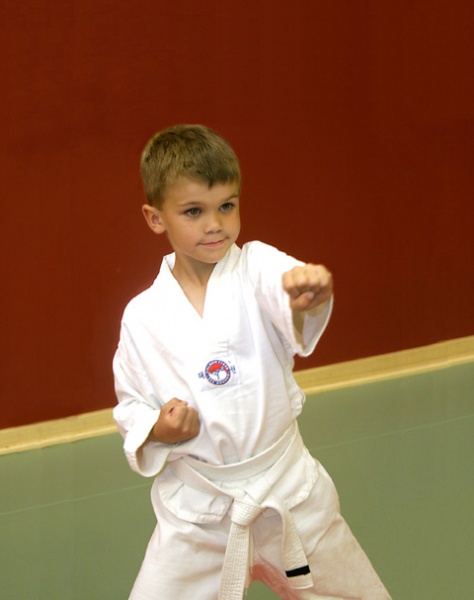 My Gym now offers martial arts and yoga for kids; here Henry Hawley practices his martial arts skills. boy practicing martial arts