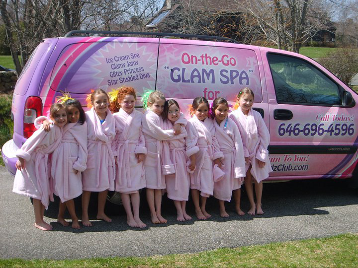 Courtesy Ritzy Glitzy Girls Club Ritzt Glitzy Girls Club spa party attendees pose after a day of pampering