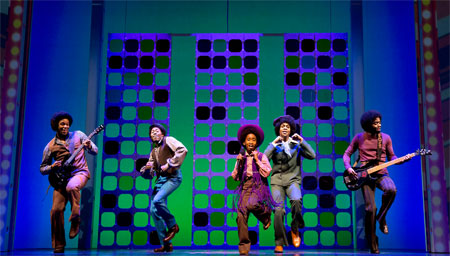 Raymond Luke Jr. as Michael Jackson (center) with the Jackson 5