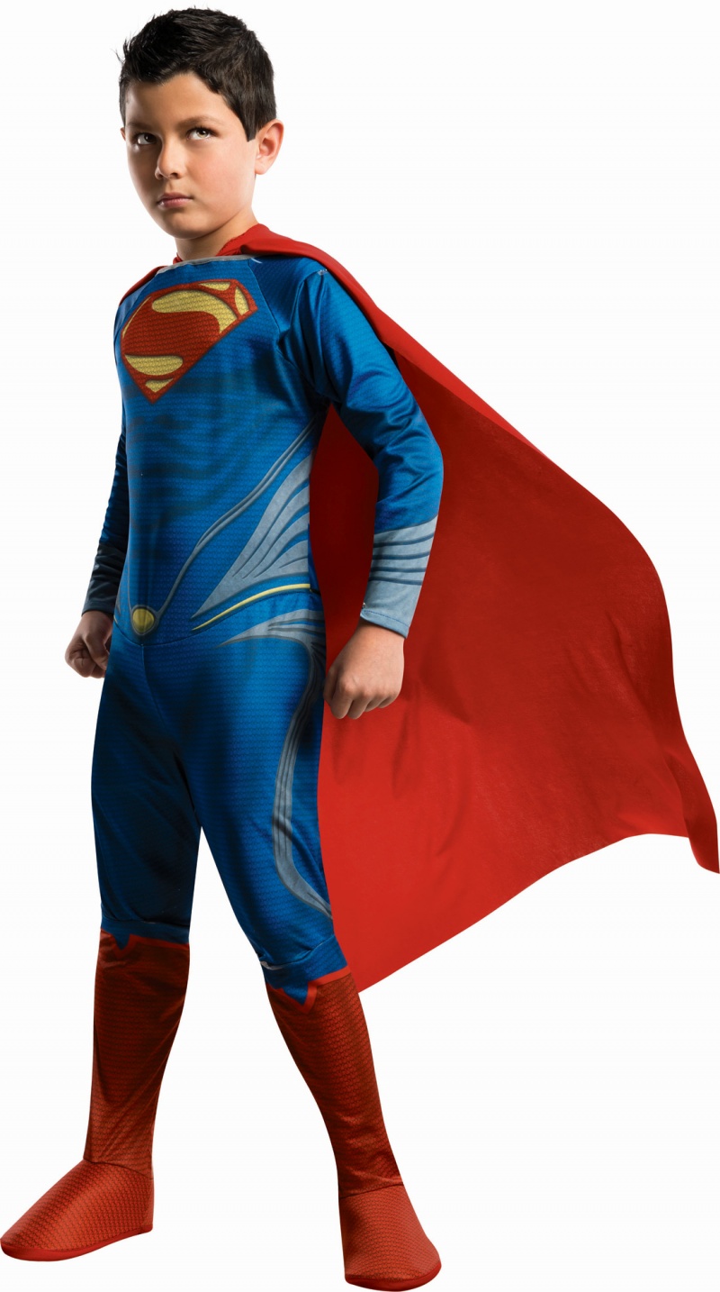 Boy wearing Superman costume with no pads