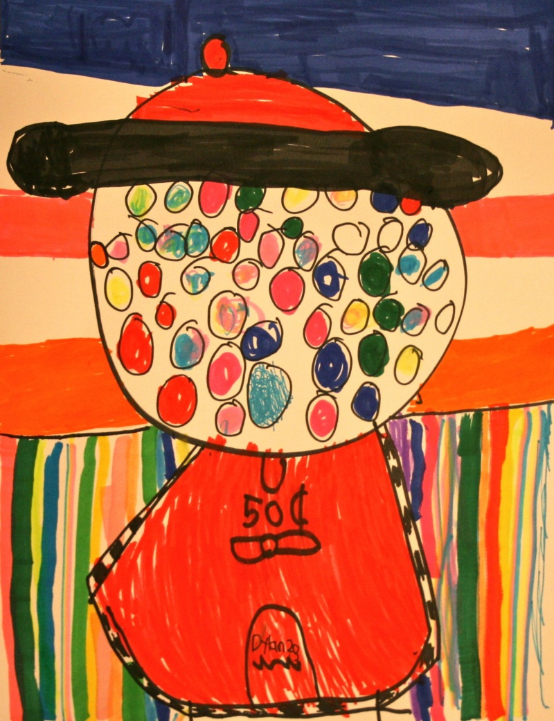 marker drawing of a gumball machine marker drawing of a gumball machine