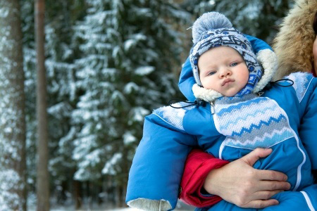 Winter Car Seat Safety Tips child bundled for winter