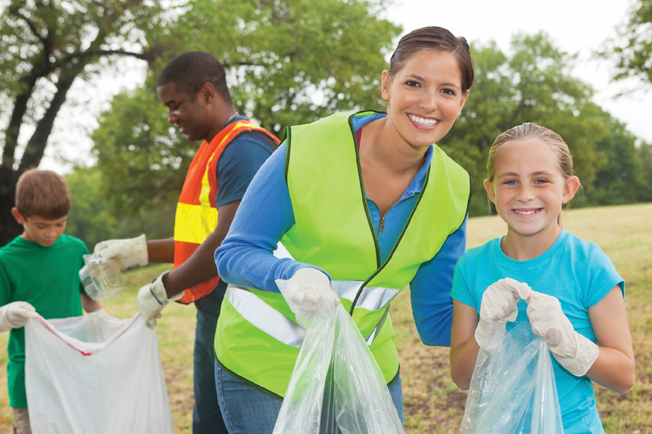 volunteers picking up trash volunteers picking up trash