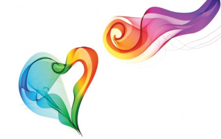 rainbow heart and flourish